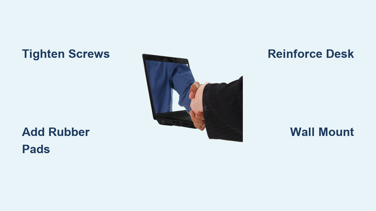 step-by-step visual guide to fixing monitor shake on desk